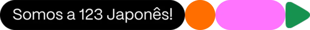 Banner com a frase "Somos a 123 Japonês!" em fundo colorido, versão mobile